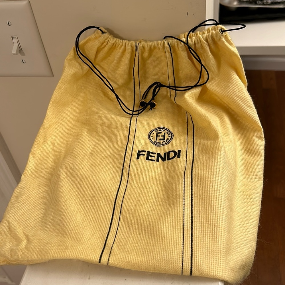 Vintage Fendi Cream Beige Cross Body or Clutch Leather/Fabric Handbag & Dust Bag - Picture 6 of 17